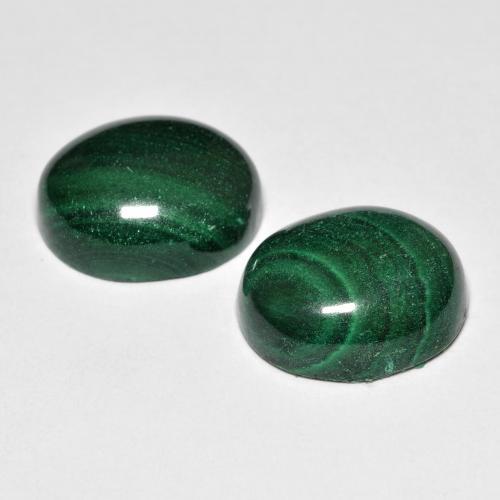 Gemas de Malaquita Verde oscuro natural de 13.95 ct, Corte Óvalo, Opaco