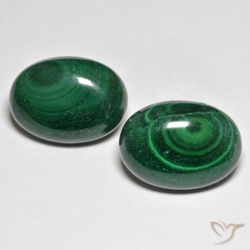 Gemas de Malaquita Verde natural de 32.27 ct, Corte Óvalo, Opaco