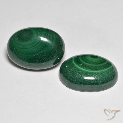 Gemas de Malaquita Verde natural de 32.27 ct, Corte Óvalo, Opaco