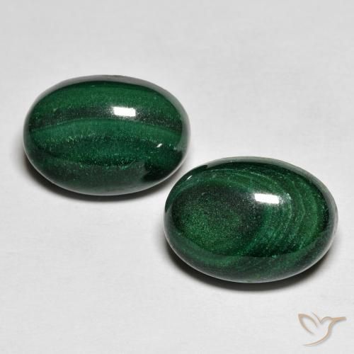 Gemas de malaquita verde natural de 17,59 ct, corte óvalo, opaco
