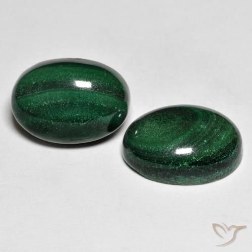 Gemas de malaquita verde natural de 17,59 ct, corte óvalo, opaco
