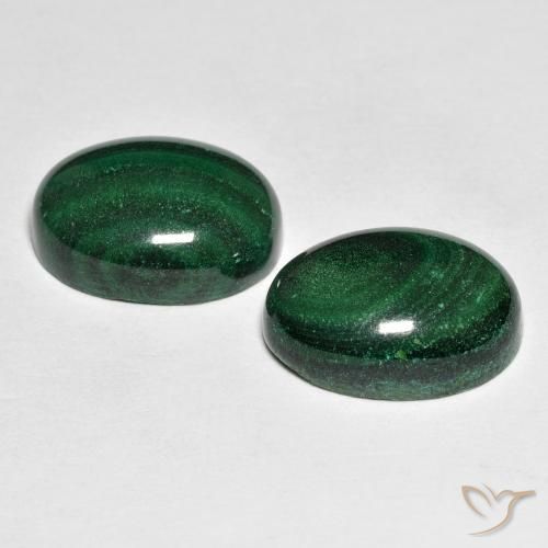 Gemas de malaquita verde natural de 17,59 ct, corte óvalo, opaco