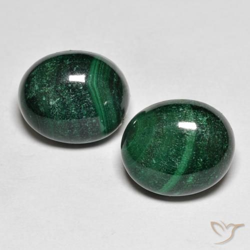 Gemas de malaquita verde natural de 14,74 ct, corte óvalo, opaco