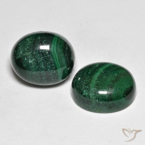 Gemas de malaquita verde natural de 14,74 ct, corte óvalo, opaco