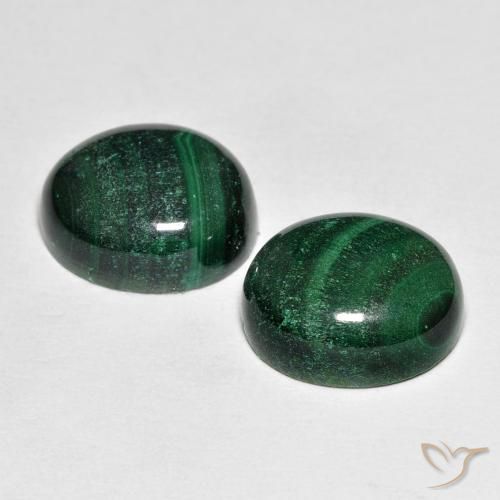 Gemas de malaquita verde natural de 14,74 ct, corte óvalo, opaco