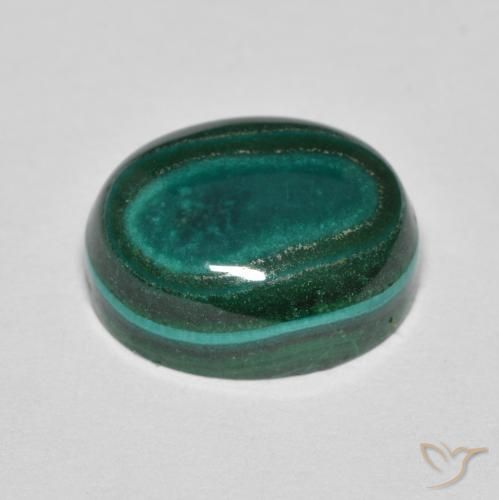 Malaquita Verde pino natural de 7.82 ct, Ovalada, Opaco