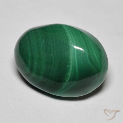 Malaquita Verde pino natural de 7.83 ct, Ovalada, Opaco