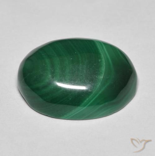 Malaquita Verde pino natural de 7.83 ct, Ovalada, Opaco