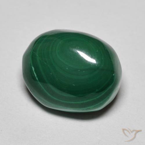 Malaquita Verde natural de 5.35 ct, Ovalada, Opaco