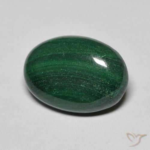 Malaquita Verde pino natural de 6.61 ct, Ovalada, Opaco