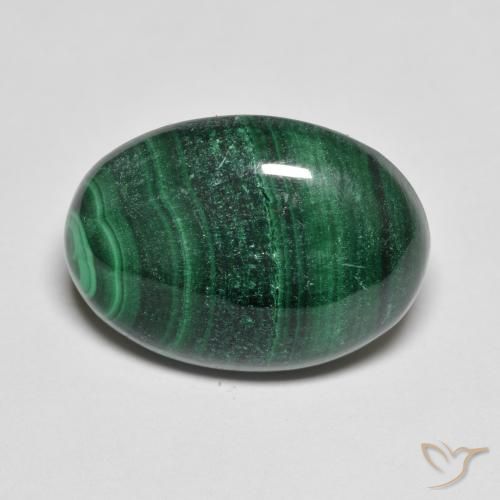 15.50ct Natural Verde oscuro Malaquita, Ovalada, Opaco