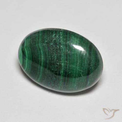 Malaquita Verde oscuro natural de 15.50 ct, Ovalada, Opaco