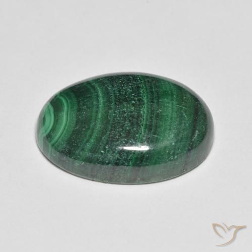 Malaquita Verde oscuro natural de 15.50 ct, Ovalada, Opaco