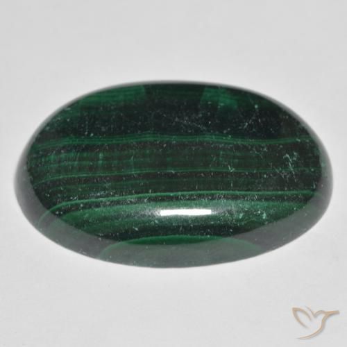 Malaquita Verde oscuro natural de 30.12 ct, Ovalada, Opaco