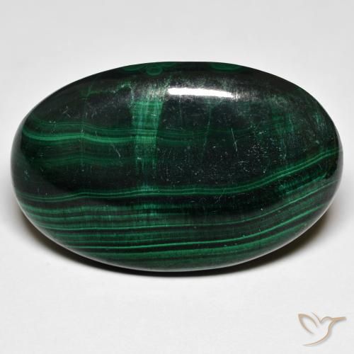Malaquita Verde oscuro natural de 37.71 ct, Ovalada, Opaco