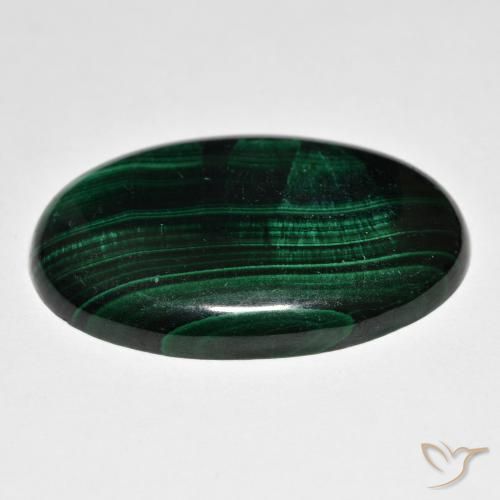 Malaquita Verde oscuro natural de 37.71 ct, Ovalada, Opaco