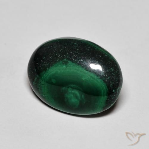 Malaquita Verde oscuro natural de 6.48 ct, Ovalada, Opaco