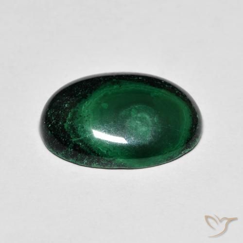 Malaquita Verde oscuro natural de 6.48 ct, Ovalada, Opaco