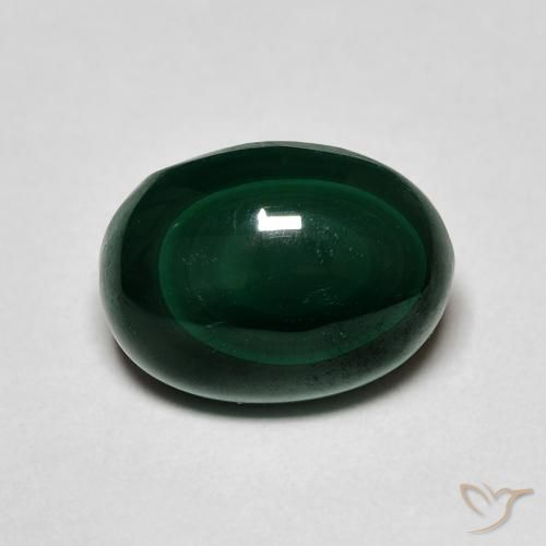 Malaquita Verde oscuro natural de 5.64 ct, Ovalada, Opaco