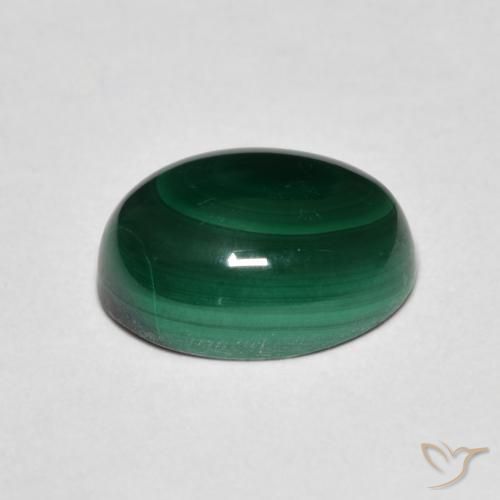 Malaquita Verde oscuro natural de 5.64 ct, Ovalada, Opaco