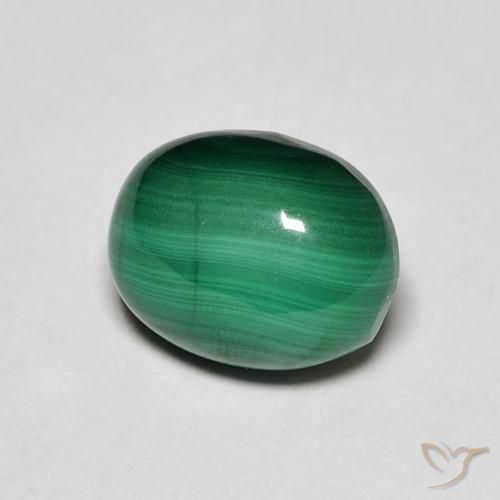 Malaquita Verde medio natural de 3.26 ct, Ovalada, Opaco