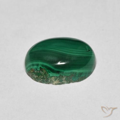Malaquita Verde medio natural de 2.78 ct, Ovalada, Opaco
