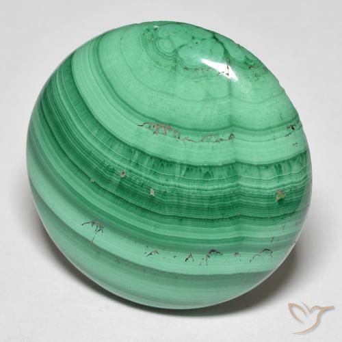 Malaquita Verde medio natural de 30.82 ct, Redondo, Opaco