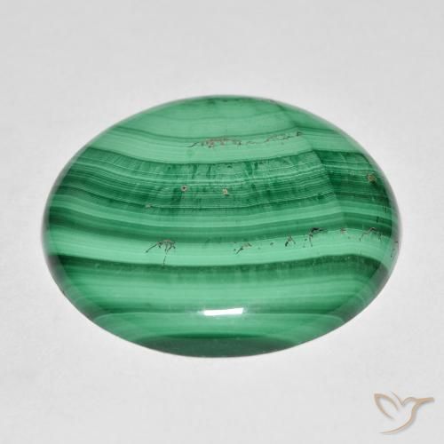 Malaquita Verde medio natural de 30.82 ct, Redondo, Opaco