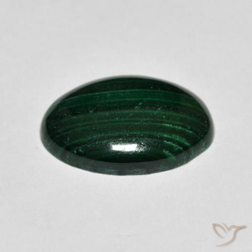 Malaquita Verde oscuro natural de 4.96 ct, Ovalada, Opaco