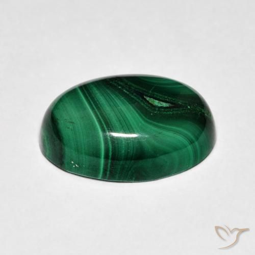 Malaquita Verde natural de 7.31 ct, Ovalada, Opaco