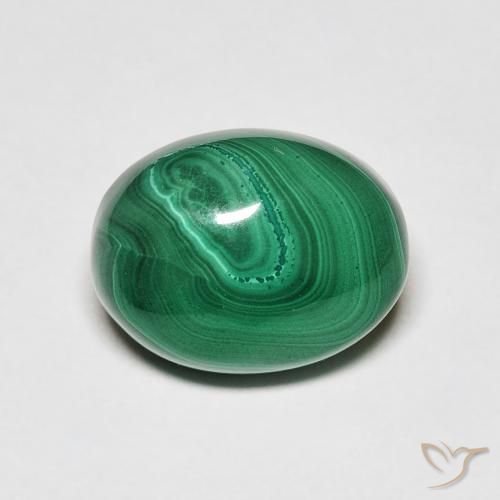 6.41ct Natural Verde medio Malaquita, Ovalada, Opaco