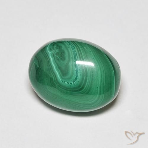 Malaquita Verde medio natural de 6.41 ct, Ovalada, Opaco