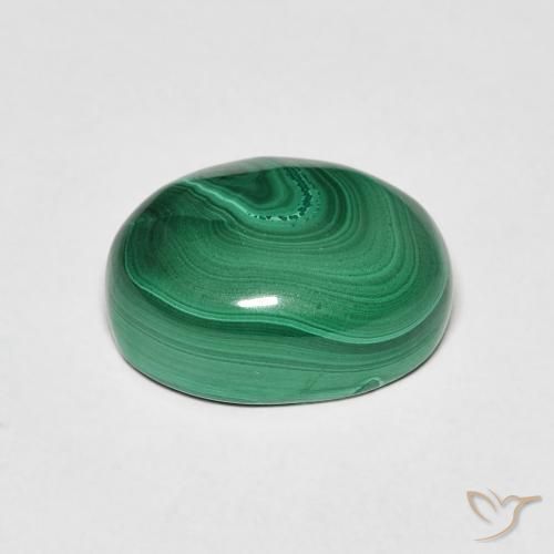 Malaquita Verde medio natural de 6.41 ct, Ovalada, Opaco