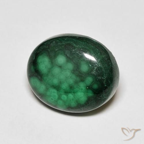 Malaquita Verde pino natural de 5.88 ct, Ovalada, Opaco