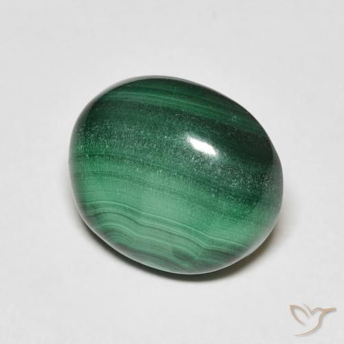 Malaquita Verde medio natural de 6.20 ct, Ovalada, Opaco
