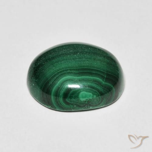 Malaquita Verde medio natural de 6.20 ct, Ovalada, Opaco