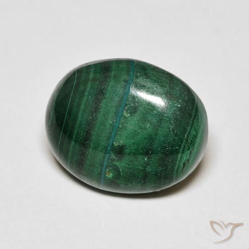 Malaquita Verde medio natural de 5.65 ct, Ovalada, Opaco