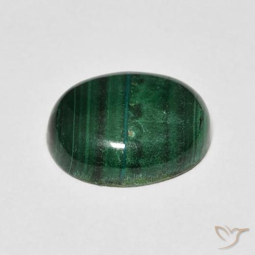 Malaquita Verde medio natural de 5.65 ct, Ovalada, Opaco
