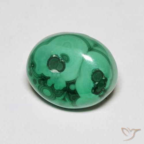 Malaquita Verde medio natural de 6.76 ct, Ovalada, Opaco