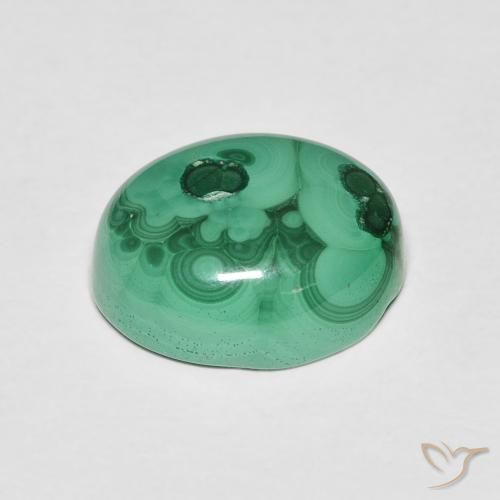 Malaquita Verde medio natural de 6.76 ct, Ovalada, Opaco