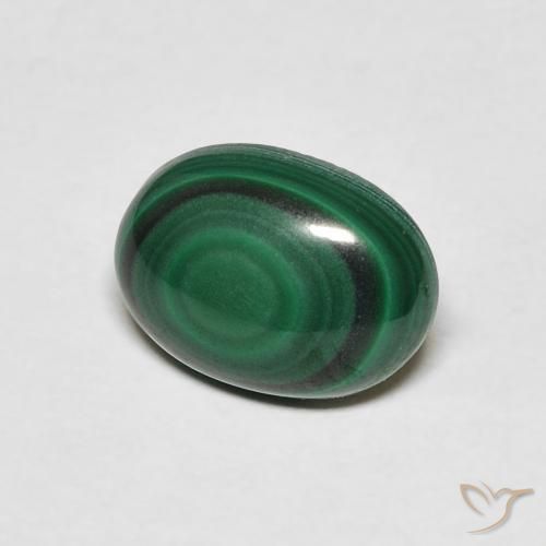 Malaquita Verde oscuro natural de 2.60 ct, Ovalada, Opaco
