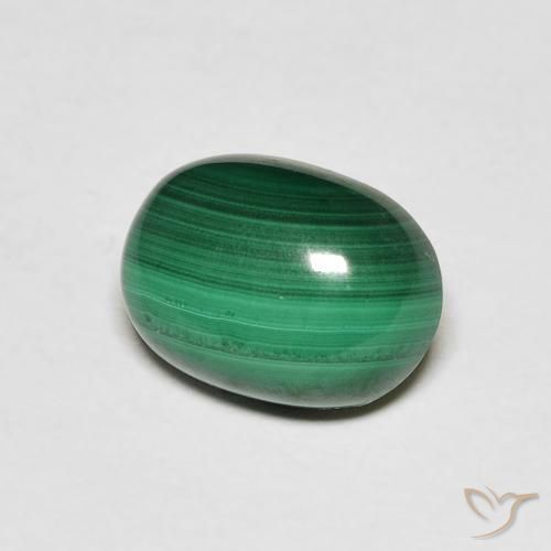 Malaquita Verde oscuro natural de 3.44 ct, Ovalada, Opaco