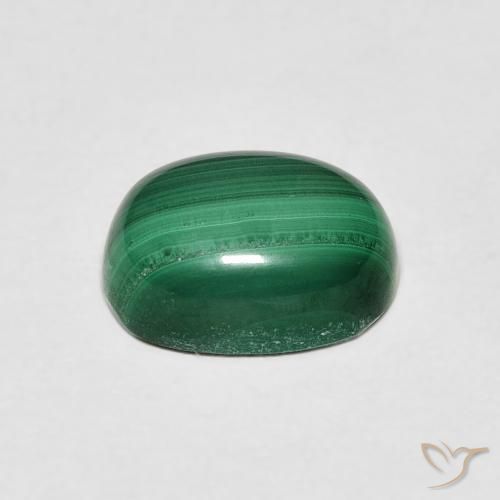 Malaquita Verde oscuro natural de 3.44 ct, Ovalada, Opaco