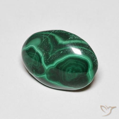 Malaquita Verde oscuro natural de 5.19 ct, Ovalada, Opaco