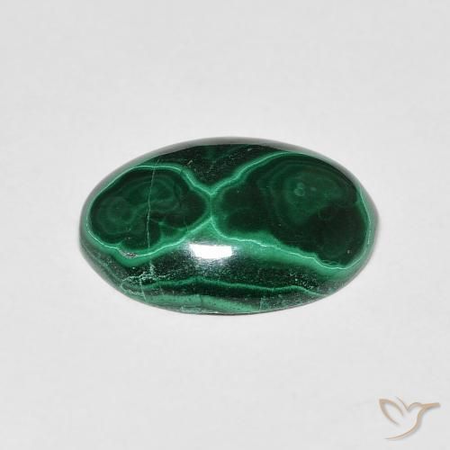 Malaquita Verde oscuro natural de 5.19 ct, Ovalada, Opaco