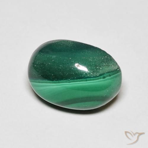 Malaquita Verde oscuro natural de 4.40 ct, Ovalada, Opaco