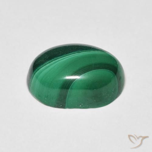 Malaquita Verde oscuro natural de 4.40 ct, Ovalada, Opaco