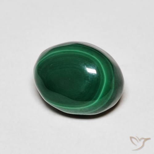 Malaquita Verde oscuro natural de 3.20 ct, Ovalada, Opaco