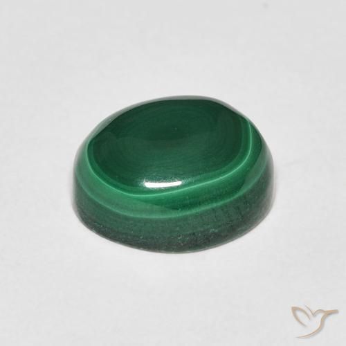 Malaquita Verde oscuro natural de 3.20 ct, Ovalada, Opaco