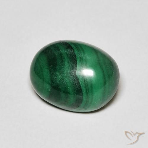 Malaquita Verde medio natural de 3.92 ct, Ovalada, Opaco